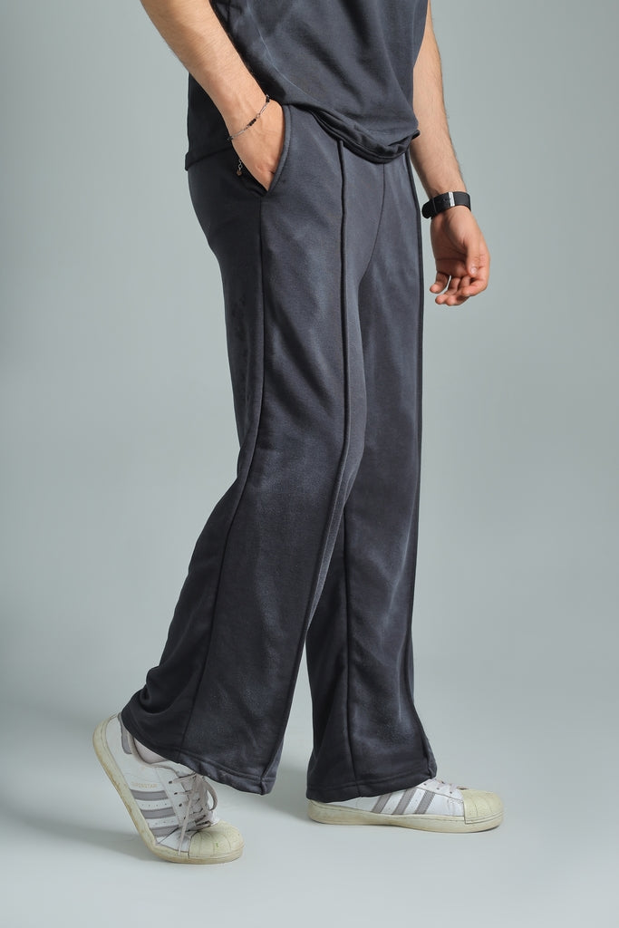 Black Acid-Wash Cloud-Comfort Baggy Trouser